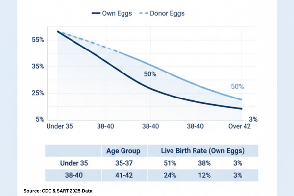 IVF success rate by age live birth odds chart 2025 data used for 2026 planning